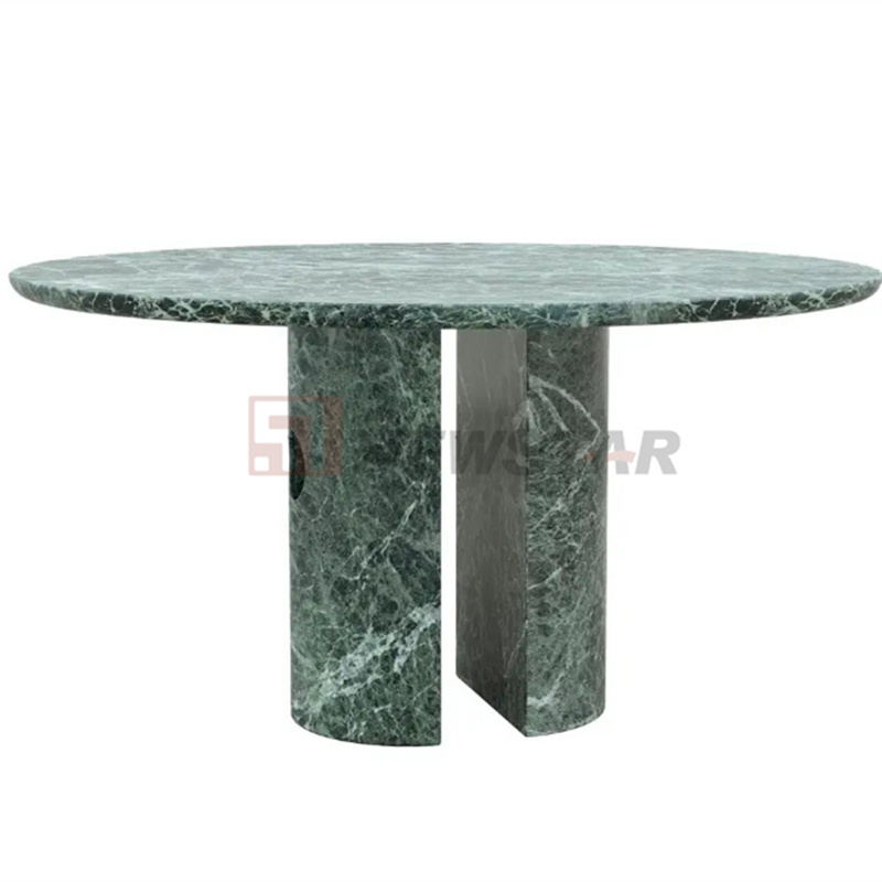 Custom Round natural marble table top stone base dinner room furniture coffee table luxury green marble dining table