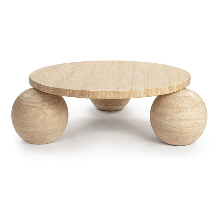 Italian Design Stone Furniture Round Coffee Table Set Travertine Marble Coffee Table Center Table For the Living Room