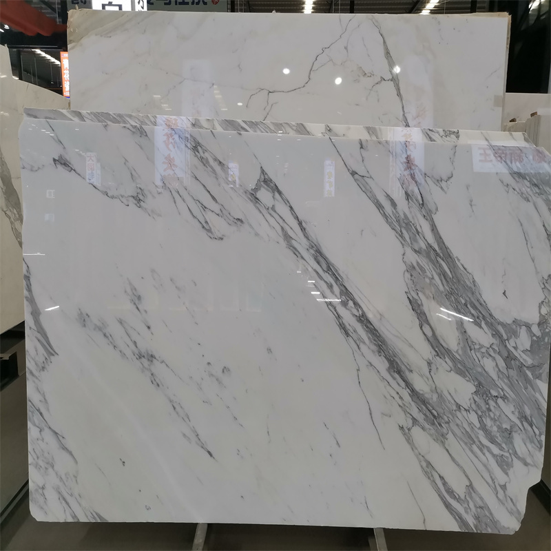 Newstar High Quality White Artificial Calacatta Marble Quartz Countertop Stone Slab