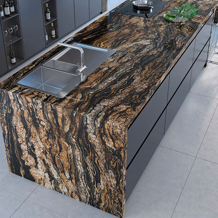 Kitchen Island Slab 3cm Edges Polished Corner Rounded House Project Black Taurus Custom Cut To Size Granite Stone Countertop