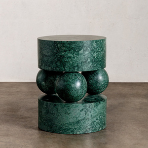 Modern Fashion Design Apli Green Marble Coffee Table Living Room Stone Sphere Ball Table Base Stone Green Marble Coffee Table