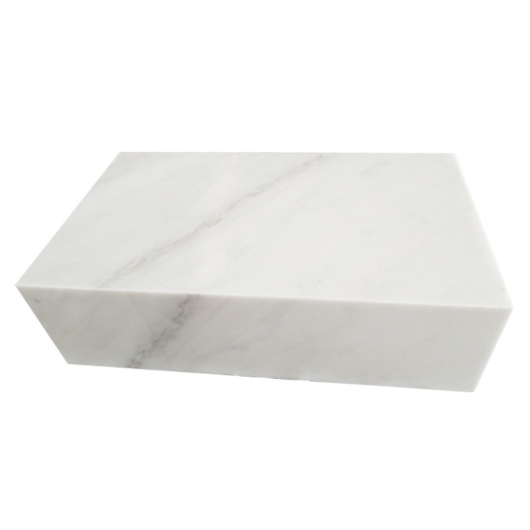 Stone Furniture rectangular cube marble plinth coffee table grey veins white marble block tables for living room