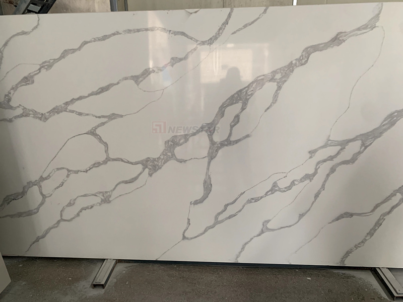 Modern 10mm white artificial quartz slab white with gray veins calacatta quartz crystal kitchen countertop marble top decoration