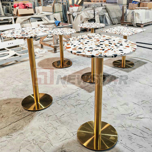 Terrazzo top metal frame table pour restaurant dining table for 2 terrazzo table