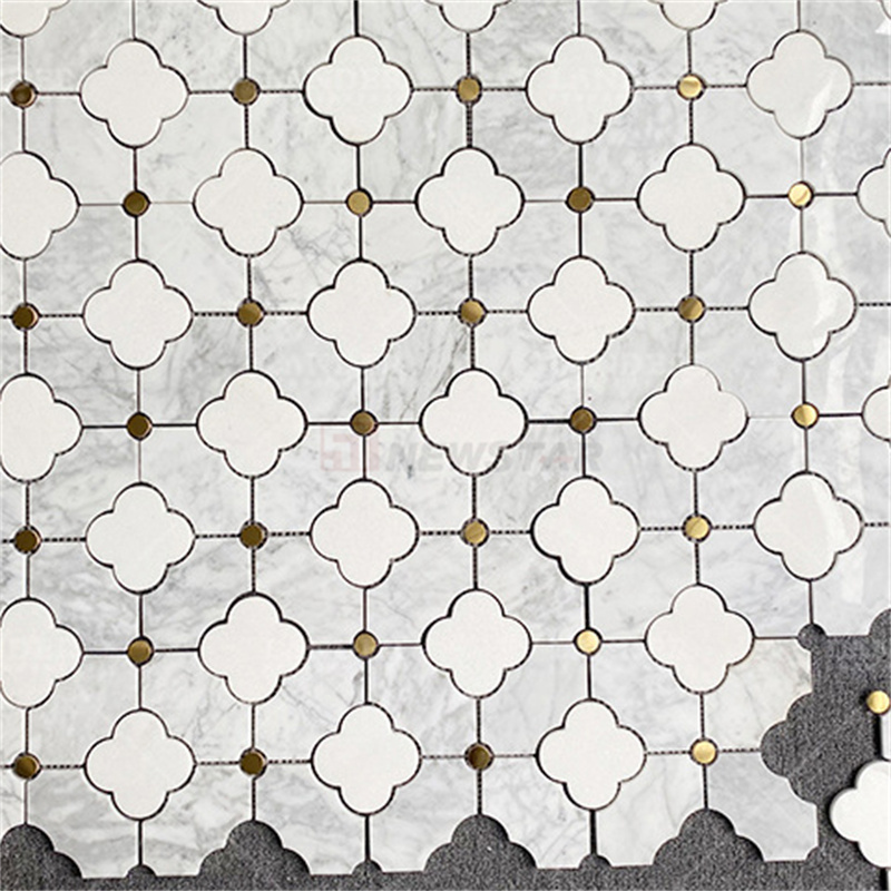 Newstar Flower Marble Mosaic Parquet French Light Luxury Toilet Bathroom Kitchen Interior Wall Brick Stone Mosaic Tile