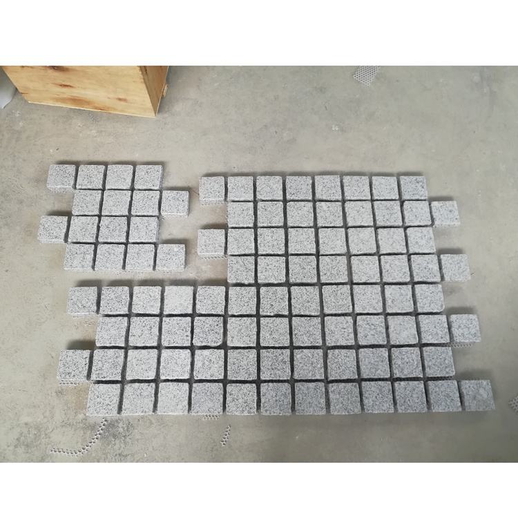 Natural Stone exterior pattern flooring Chinese granite driveway mesh cobblestone paver