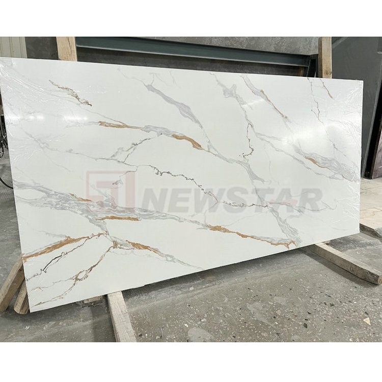 Artificial stone 2cm white calacatta quartz counter top black calacatta quartz stone countertop gold calacatta quartz slab