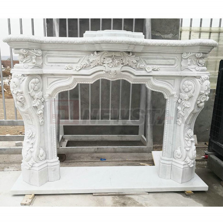 Livingroom decor French marble fireplace mantle limestone stone fireplace surround fluted travertine marble fireplace mantel