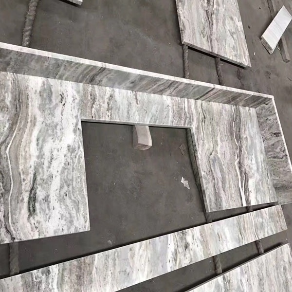 Newstar fantasy white granite with brown veins grey coffee table top, kitchen countertop half bullnose edges cheap prices in spa