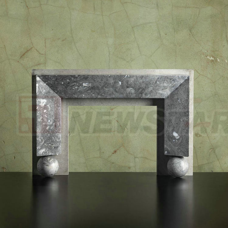 Newstar Modern Living Room Furniture Customer Fireplace Surround Shelf Stone Marble Fireplace Mantel