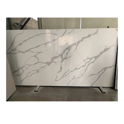 Modern 10mm white artificial quartz slab white with gray veins calacatta quartz crystal kitchen countertop marble top decoration