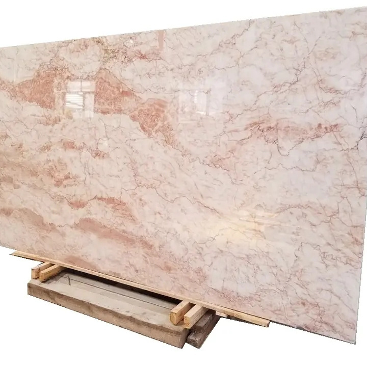 Newstar Natural Stone Polished Pink Cream Rose Marble Slabs for Kitchen Countertop And Floor Slab Tile