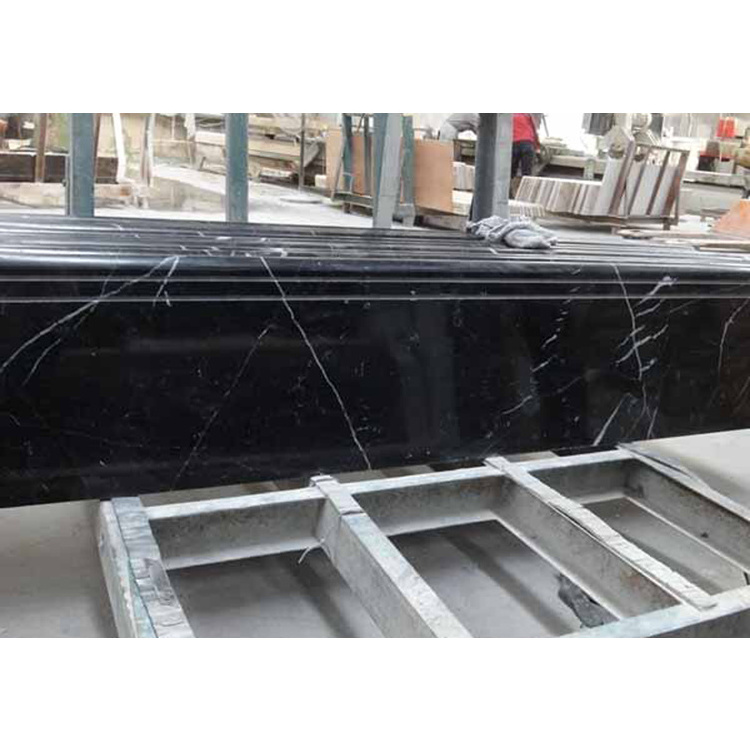 Polished Black Marble Wall Flooring Countertop Slab Tiles Black Marble Stairs With White Veins