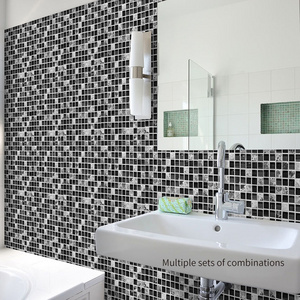 DIY Crafts Self-adhesive Mosaic Tile  Black Mable Glass Mosaic Tiles Bathroom Decoration PVC Stickon Tile