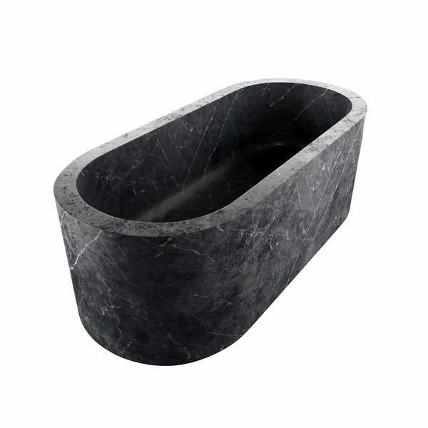 Newstar Indoor Decoration Natural Stone Bathtub For Sale Polished Black Marquina Marble Stone Bathroom Bath Tub