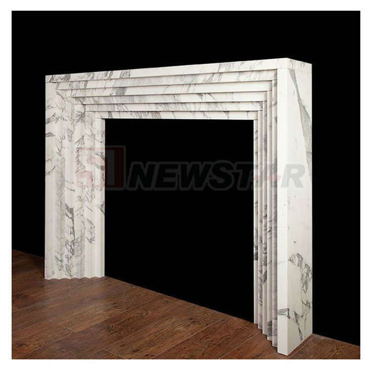 Modern marble fireplace frame fluted travertine fireplace mantel marble fireplace