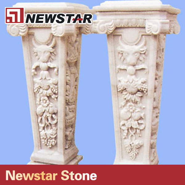 Newstar roman square pillar design ,stone carving sculpture customized design natural marble pillar column