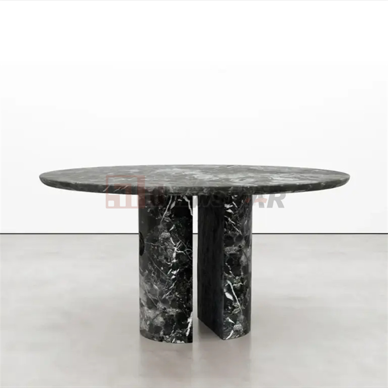 Custom Round natural marble table top stone base dinner room furniture coffee table luxury green marble dining table