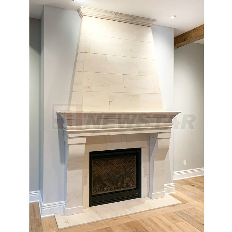 Modern design overmantel indoor stone fireplace mantel surround marble double fireplace