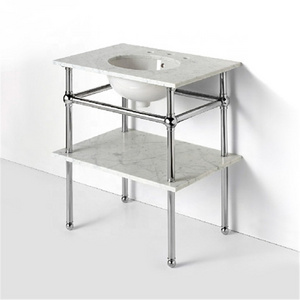 Bathroom Sink Console With Shelf Vanity Basin Metal Table Legs marble quartz stone countertop bathroom vanity top