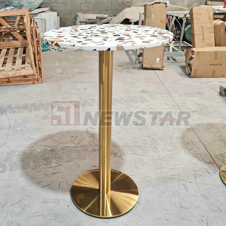 Terrazzo top metal frame table pour restaurant dining table for 2 terrazzo table