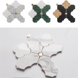 Newstar Flower Marble Mosaic Parquet French Light Luxury Toilet Bathroom Kitchen Interior Wall Brick Stone Mosaic Tile