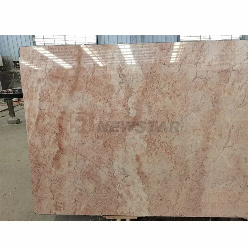 Newstar Natural Stone Polished Pink Cream Rose Marble Slabs for Kitchen Countertop And Floor Slab Tile