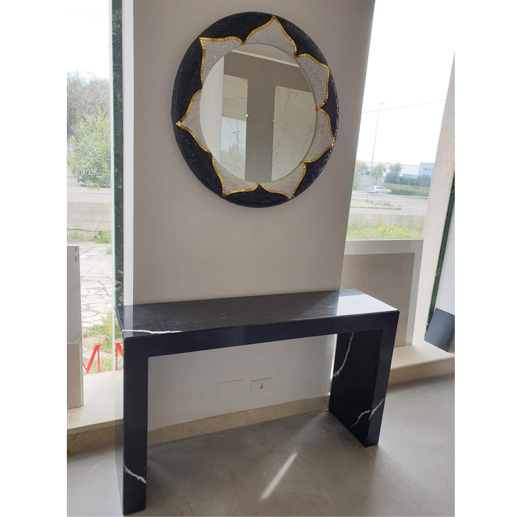 Modern luxury hallway granite natural stone desk entry table black marble console entryway table