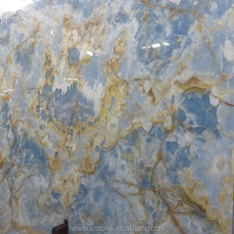 Newstar Vast Sky Blue Onyx glass Mable backlit countertop slab blue transparency onyx slab