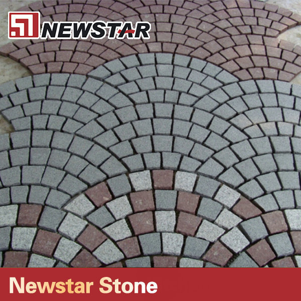 Natural Stone exterior pattern flooring Chinese granite driveway mesh cobblestone paver