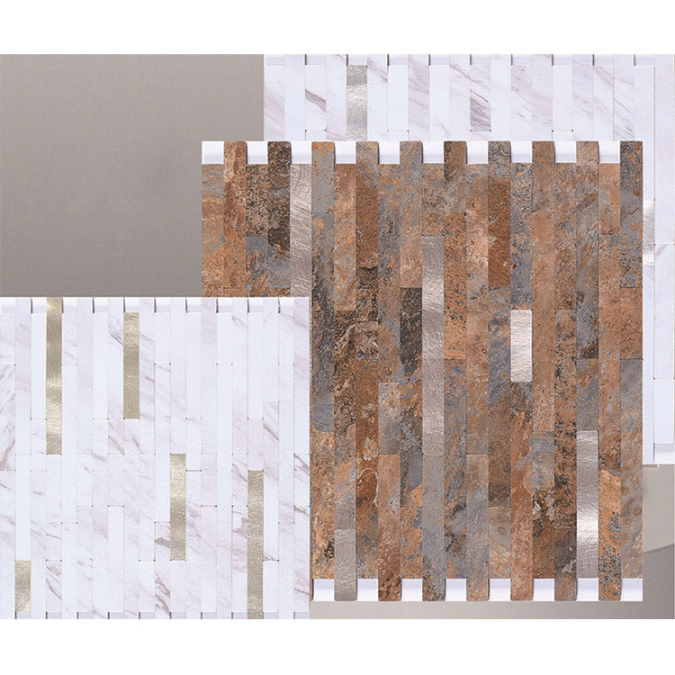 Waterproof 3D peel and stick wood stone texture wallpaper backsplash PVC wall floor peel and stick tile