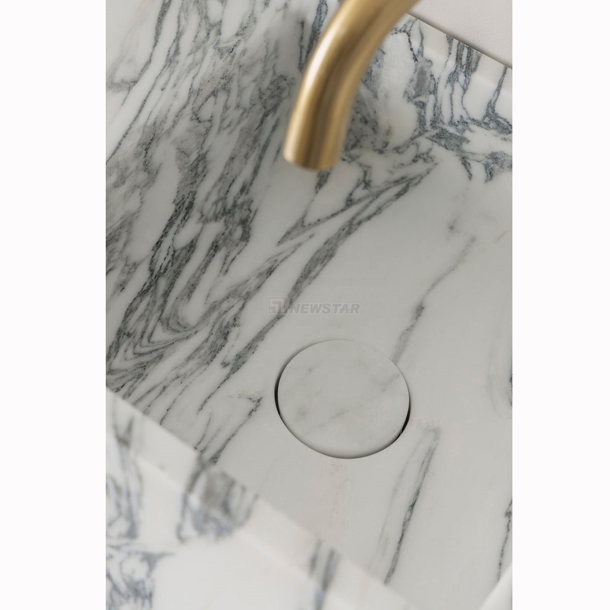 Newstar Luxury Bathroom Pedestal Sink Modern Bathroom Vanity Wash Basin Natural Arabescato Corchia Marble Wash Basin Sink