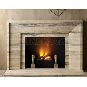 Modern marble fireplace frame fluted travertine fireplace mantel marble fireplace