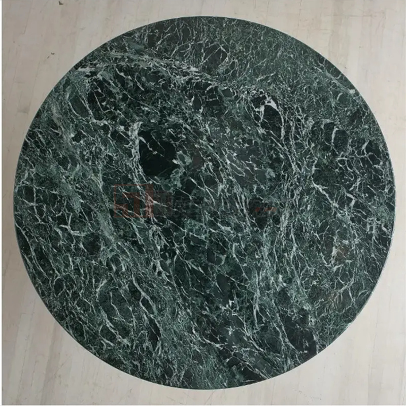 Custom Round natural marble table top stone base dinner room furniture coffee table luxury green marble dining table