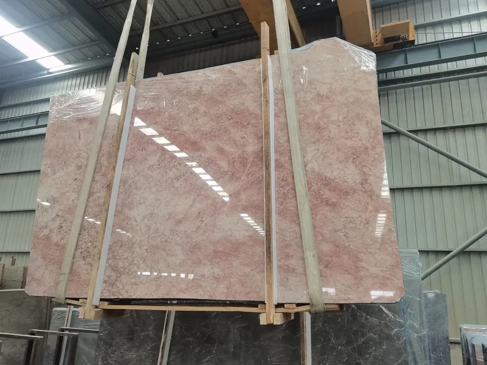 Newstar Natural Stone Polished Pink Cream Rose Marble Slabs for Kitchen Countertop And Floor Slab Tile