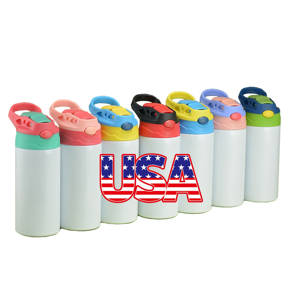 Wholesale 350ml 12oz sublimation water bottle straight body stainless steel insulated kids drinking sublimation cup