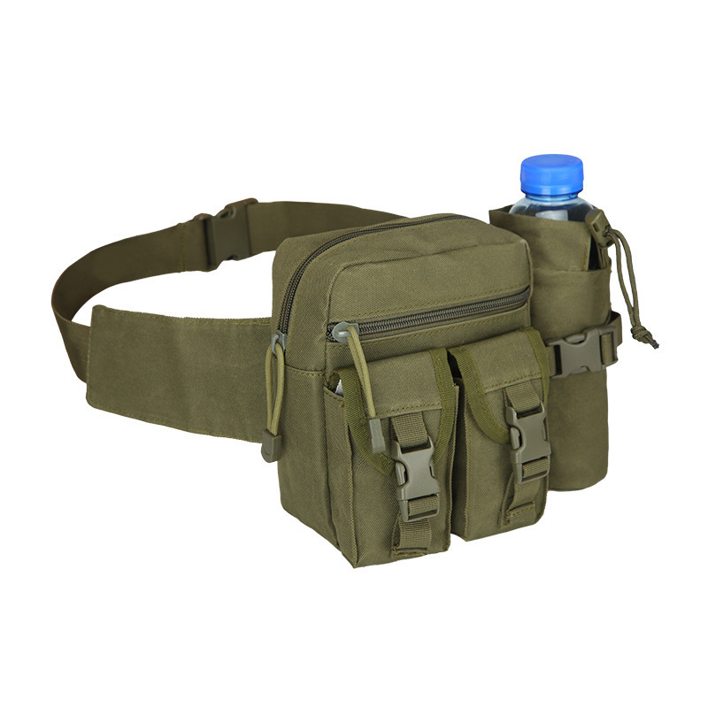 Water poof durable retro elegant men camouflage solid sport outdoor hiking tactical waist bag with removable water bottle pouch