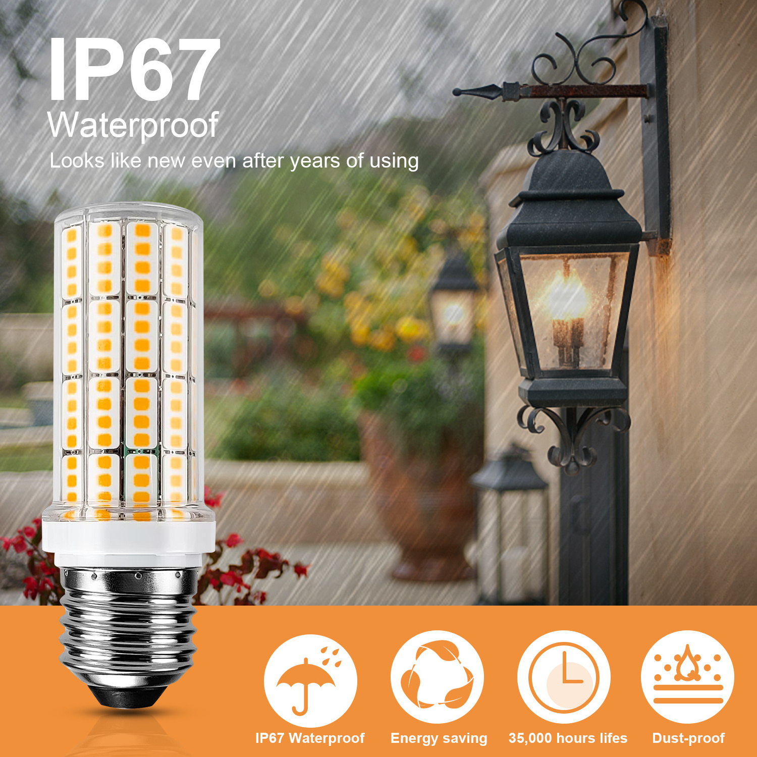 New 2024  led corn light bulb 10w 20w Applicable warehouse building White waterproof rating IP65 5000k 220v led corn light e40