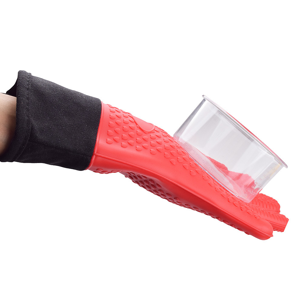 Heat Resistant Internal Cotton Layer Bbq Mitts Kitchen Non-Slip Potholders Silicone Cooking Oven Gloves