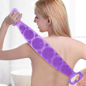 Double Side Handle Body Washer Scrubber Exfoliating Texture Back Scrubbing Pad Silicone Shower Bath Body Brush for Shower