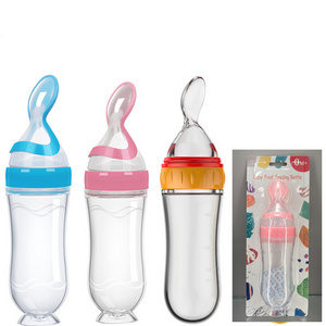 90ml Silicone Baby Feeder Soft Food Dispensing Squeeze Bottle Spoon Toddler Baby Spoon Rice Paste Feeding Bottle