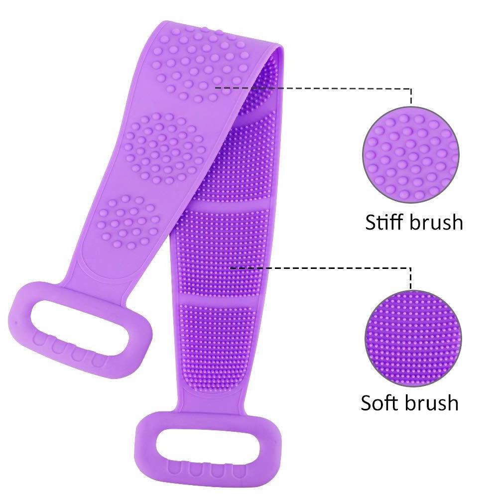 Double Side Handle Body Washer Scrubber Exfoliating Texture Back Scrubbing Pad Silicone Shower Bath Body Brush for Shower