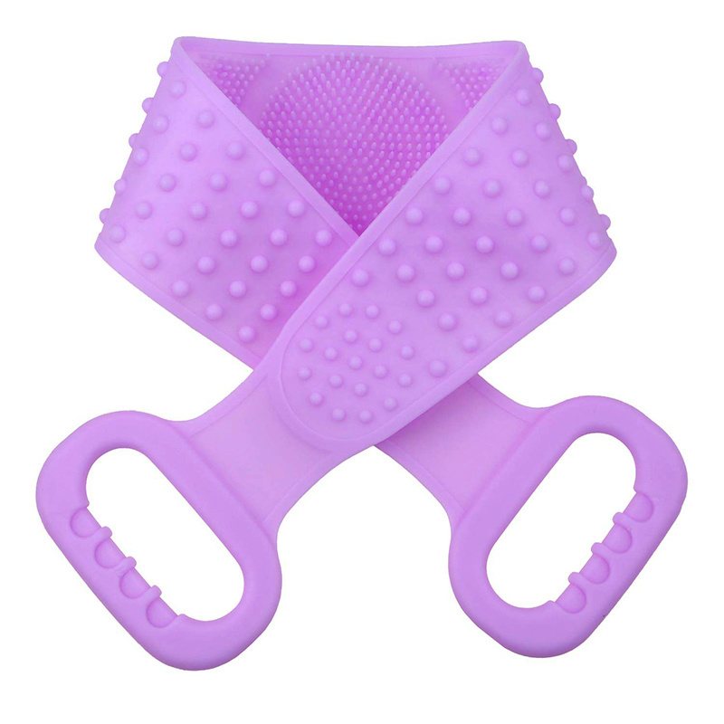 Double Side Handle Body Washer Scrubber Exfoliating Texture Back Scrubbing Pad Silicone Shower Bath Body Brush for Shower