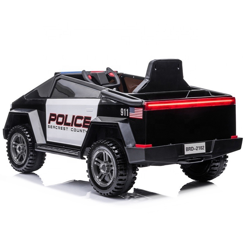 Newest 12v baby police pick up electric kids plastic car ride on toy car with eva wheel leather seater