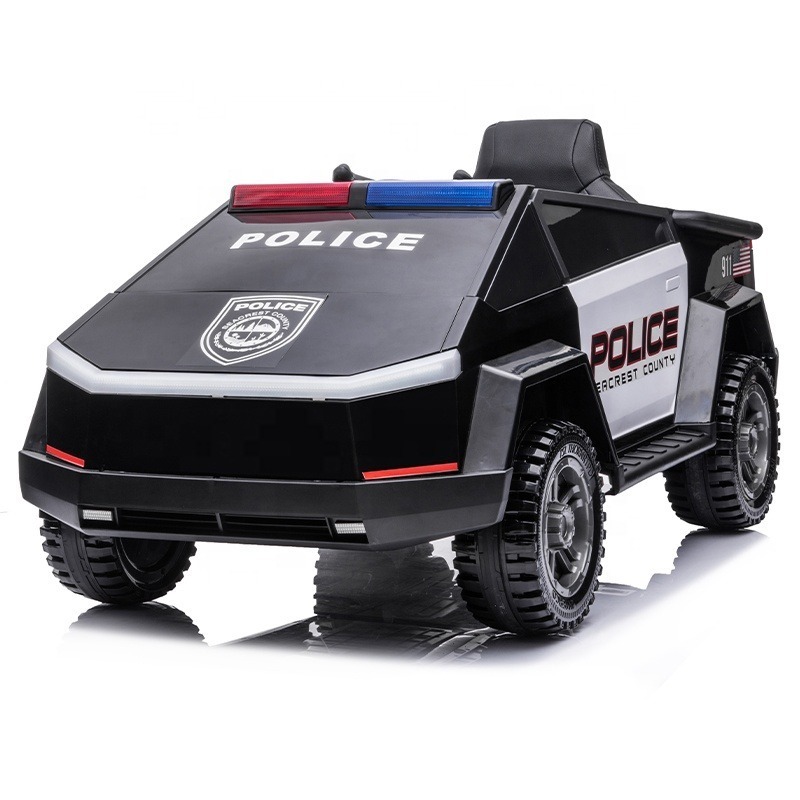 Newest 12v baby police pick up electric kids plastic car ride on toy car with eva wheel leather seater