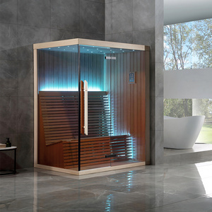 new design 2 people wood design infrared wooden dry indoor steam room sauna