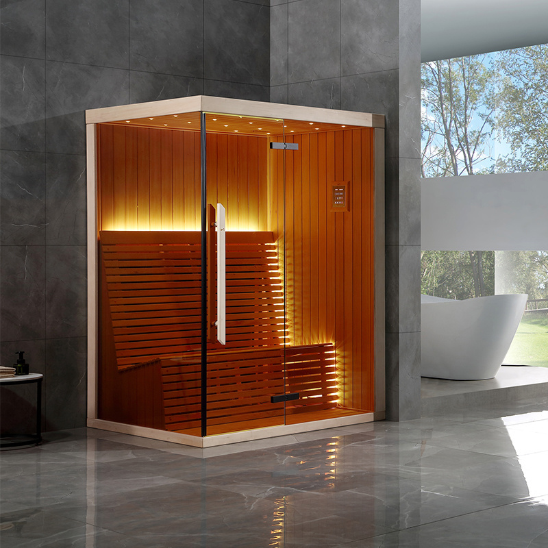 new design 2 people wood design infrared wooden dry indoor steam room sauna