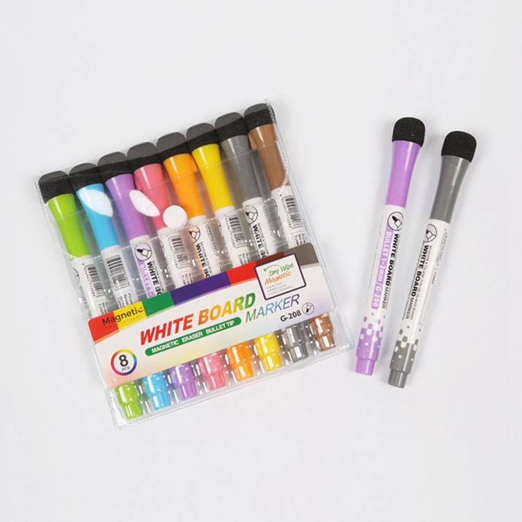 Refillable Marker Pen Set Dry Erase Whiteboard Marker Pen with Eraser for Whiteboard Film