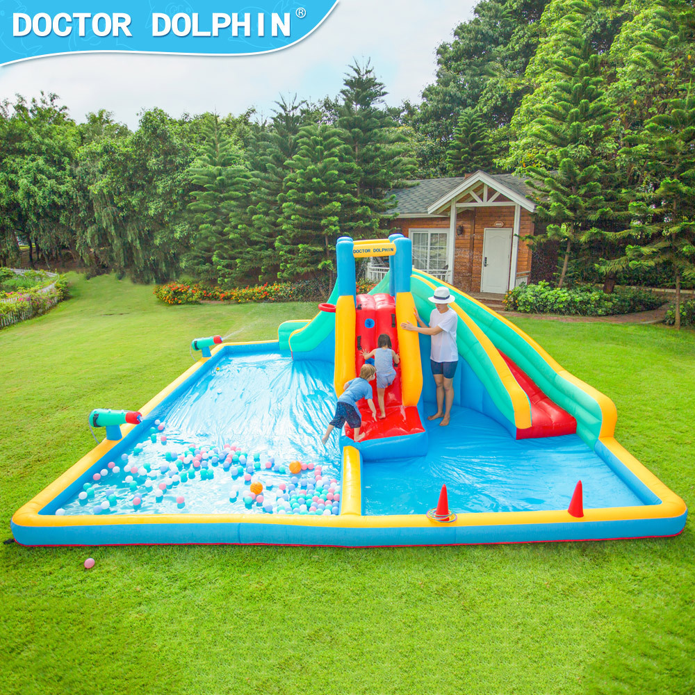 Doctor Dolphin Hot Sale Cheap Outdoor Children Super Double Pool Jumping Castle Bouncy House Inflatable Water Slide