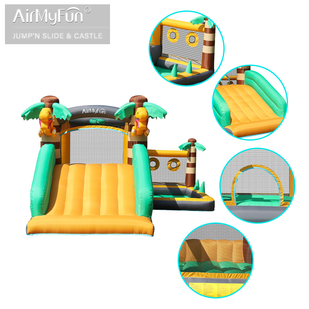 Spacewalk Home Use Tropical Palm Tree Dinosaur Inflatable Outdoor Jumping Castle Bounce House With Ball Pit And Slide